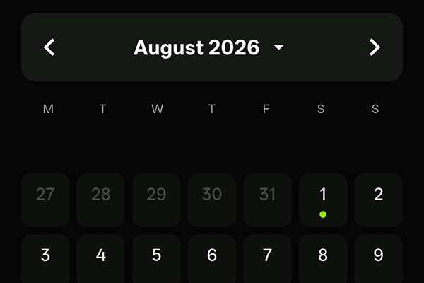 Angling Chronicles calendar view