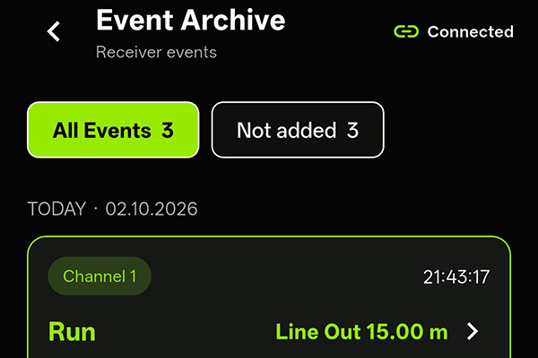 Angling Chronicles event archive with connected receiver events